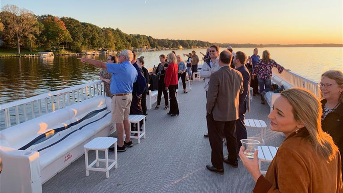 Lake Lawn Resort Queen boat cruise at sunset on